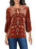 womens embroidered split hem tunic top