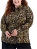 plus womens printed long sleeve button-down top