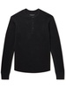 men's lightweight waffle henley, black