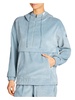 womens hooded drawstring 3/4 zip pullover