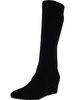 womens faux suede wedge knee-high boots