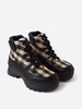 women's owen platform hiking boot in black/tan/black check