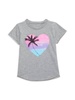 girl's sunset tree in heart tee in gray