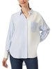 womens striped log sleeve button-down top