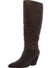 grathly womens suede block heel knee-high boots