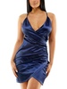 juniors womens satin mini wrap dress