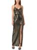 womens metallic long evening dress