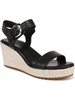 stella womens leathe ankle strap wedge sandals