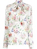 scarf hem blouse in floral garden