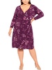 plus womens knee length floral wrap dress