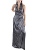 gwyneth womens metallic halter evening dress