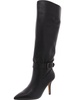 tuchena womens leather pointed toe knee-high boots