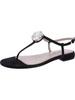 womens leather buckle t-strap sandals