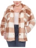 plus womens shacket faux fur shirt jacket