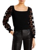 juliet womens applique sheer crop sweater