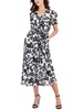 womens floral print v-neck midi dress