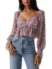 womens floral print ruffle cropped