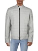 mens faux leather cold weather quilted coat