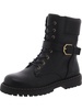 repla womens leather ankle combat & lace-up boots