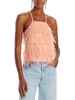 womens feathered tank halter top