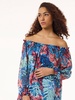 floral smocked high neckline blouse