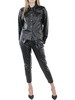 womens faux leather snap front shirt jacket