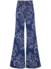 Paisley-print high-rise flared jeans