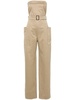 SAINT LAURENT Chic Beige Strapless Cotton Jumpsuit