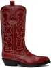 Red Mid Shaft Embroidered Western Boots