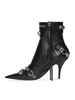 BALENCIAGA Women's Black Pointed Toe Ankle Boots with Stud, Tassel, and Zip Detailing