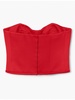 Red Satin Balconette Top with Faux-Rose Detailing