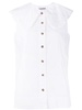 Cotton Sleeveless Shirt With Oversized Collar