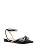 Mach & Mach Double Bow Black Satin Flats Shoes