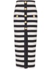 BALMAIN Chic Striped Button-Embellished Midi Skirt