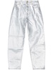 metallic-finish organic-cotton tapared jeans