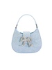 Blue rhinestone denim cresent bag