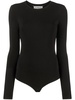 round-neck long-sleeve bodysuit