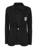 embroidered-logo single-breasted blazer