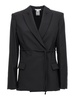 Double breast drawstring blazer jacket