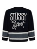 Black Cotton Knit Hockey Sweater