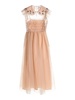 Jewel embroidery tulle dress in nude color