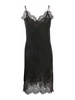 Lace-trim velvet slip dress