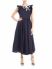 Sona dress in blue with white bow embroidery