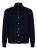 Dark Blue Cashmere Cardigan with Horn Buttons