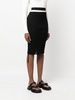 Ribbed knit low waist midi skirt