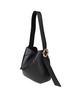 Leather hobo shoulder bag with buckles