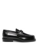 ALEXANDER MCQUEEN Black Leather Loafers with Stitched-Fold Detailing for Men