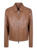 Leather Fitted Bomber Jacket