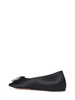 Camelia Flat Black Silk Satin Ballet Flats