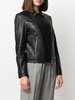 Black leather zipped biker jacket